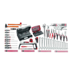 Comprehensive set of industrial maintenance tools including screwdrivers, wrenches, pliers, and a toolkit case for professional repairs.