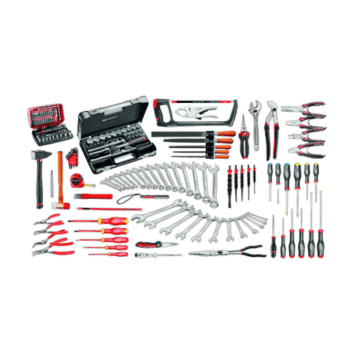 Complete 165-piece industrial maintenance tool set with screwdrivers, wrenches, pliers, and sockets for professional repairs.