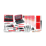 Comprehensive set of electrician tools including screwdrivers, pliers, wrenches, and a toolkit for professional electrical work.