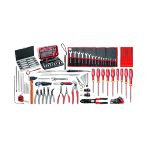 Comprehensive set of electromechanical tools including screwdrivers, wrenches, pliers, and a toolkit case, ideal for professional and DIY electrical work.