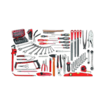 Comprehensive set of general service tools including screwdrivers, wrenches, pliers, and a toolkit case, ideal for automotive and mechanical repairs.