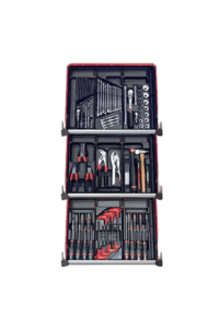 Comprehensive 115-piece Facom tool set with screwdrivers, pliers, sockets, and wrenches in a durable case for professional and DIY use.