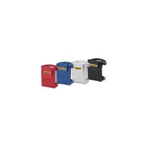 Set of four Sabelt racing seat belts in red, blue, white, and purple with yellow Sabelt logo on a black background.