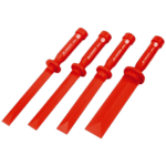 Set of four red plastic multi-use tools from Facom, designed for various applications in workshops and construction.