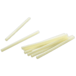 Set of white glue sticks for industrial or craft use, arranged on a green background.