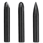 Set of three black plastic jets for precision applications, featuring different tip designs for versatile use.