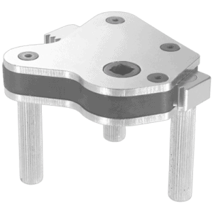 Grand Prix Racewear car part, possibly a mounting bracket or component, made of metal with a polished finish and multiple screw holes.