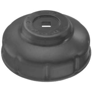Black rubber wheel cover or hubcap with a square hole in the centre, designed for automotive use.