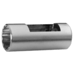 Close-up of a silver 1/2 square drive diesel injector socket for automotive repair.