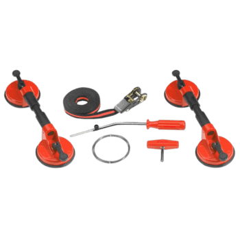 Facom windshield replacement kit D.28B with suction cups, tools, and accessories for automotive glass installation.