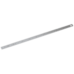 Stainless steel ruler with measurement markings, ideal for precise measurements in engineering and technical tasks.