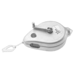 Compact chalk line reel with plum-bob for precise marking, ideal for construction and carpentry tasks.