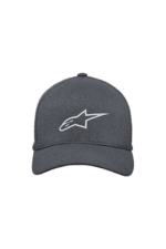Grey Alpinestars racing cap with white logo, ideal for motorsport enthusiasts and racewear fans.