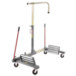 Facom hydraulic tractor wheel lift DL.1500 with adjustable height and sturdy wheels for easy mobility.