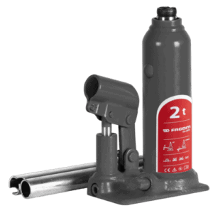Heavy duty Facom 2-ton bottle jack with hydraulic lifting mechanism and sturdy base for automotive and industrial use.