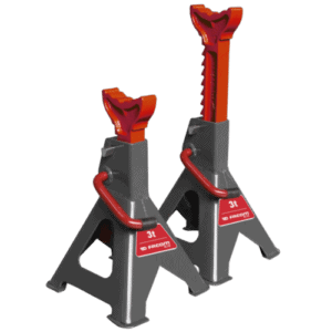 Facom 3-ton axle stands with adjustable height and sturdy construction for vehicle maintenance and repair.
