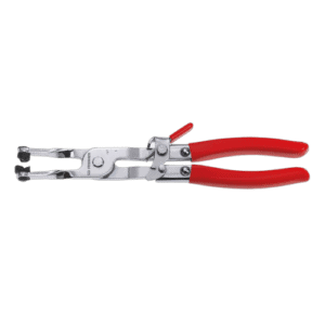 Facom self-tightening clamp pliers DM.25 with red handles, designed for secure gripping and clamping tasks.