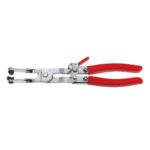Facom self-tightening clamp pliers DM.27 with red handles, designed for secure gripping and clamping tasks.