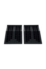 Two black racing car pit stop mats with hexagonal and rectangular patterns for Grand Prix Racewear.