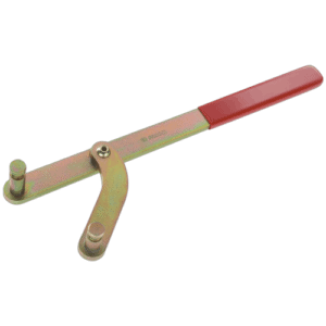 Facom universal pulley wrench DT.CLE with red handle and adjustable metal arm for precise pulley adjustments.