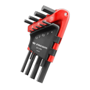 Facom set of 9 hexagon keys in a compact wallet for precise tightening and loosening tasks.