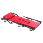 Facom inspection creeper DTS.1B with red cushioned surface and black frame for vehicle inspection and repair.