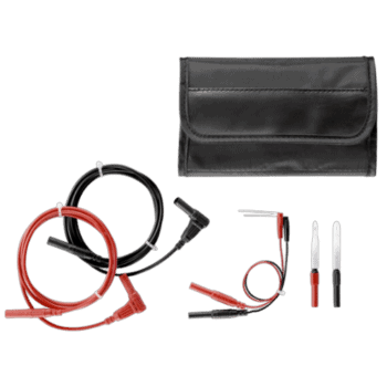 Facom diagnostic accessories set including test leads, probes, and carrying case for automotive diagnostics.