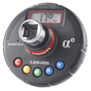 Facom E.506-200S electronic torque and angle adapter with digital display showing 17.9 mNm.