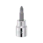 Facom 3/8'' drive screwdriver bit with a silver finish, suitable for precision work and compatible with various ratchets.