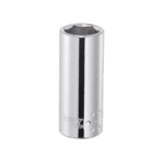 Facom 3/8" 6 Pt Deep Socket in chrome finish, ideal for automotive and mechanical repairs.