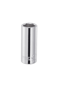 Facom 3/8" 6 Pt Deep Socket in chrome finish, ideal for automotive and mechanical repairs.