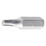 Close-up of a Facom 1/4'' Torx T10 screwdriver bit, 25mm length, in a silver finish.