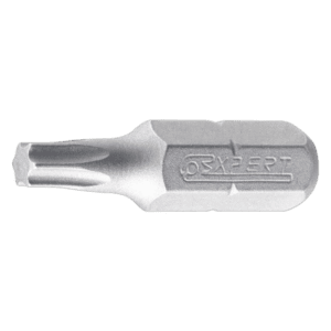 Close-up of a Facom 1/4'' Torx T10 screwdriver bit, 25mm length, in a silver finish.