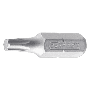 Close-up of a Facom 1/4'' Torx T10 screwdriver bit, 25mm length, in a silver finish.