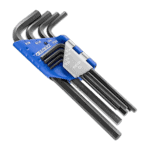 Set of Facom 9 long hex keys in various sizes with blue holder for easy organisation and access.