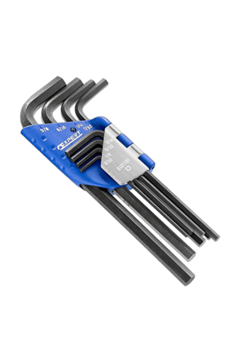 Set of Facom 9 long hex keys in various sizes with blue holder for easy organisation and access.