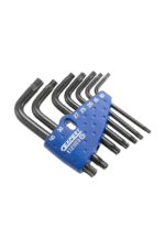 Set of seven Tamper Torx keys with a blue holder, varying sizes from T10 to T30, for precise screw driving tasks.