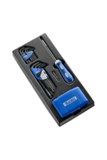 Facom screwdriving set with 74 pieces, including screwdriver, bits, and accessories in a black foam case.