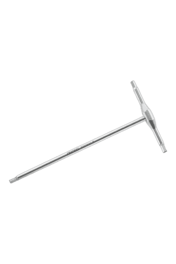 Facom metal T-handle hex key with a long, straight shaft and T-shaped handle for precision tightening and loosening of hex fasteners.