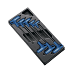 Set of Facom E121609 8 Tee-Handle Hex Ball Keys in a black case for precision mechanical work.