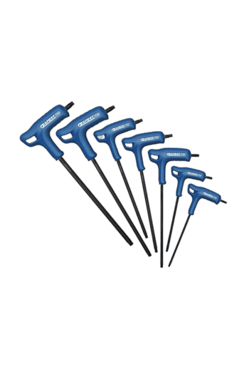 Set of blue pneumatic screwdrivers used for precision work in racing vehicle assembly and maintenance.