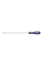 Screwdriver with a blue handle and a long metal shaft, ideal for precision work in racewear maintenance.