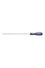 Facom slotted screwdriver with ergonomic handle and long metal shaft for precision screwdriving tasks.