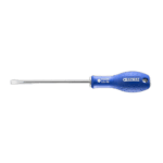 Facom screwdriver with a blue handle and a long metal shaft, ideal for precision screwdriving tasks.