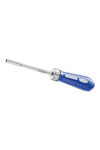 Facom E160801 ratcheting screwdriver with blue handle and metal shaft, ideal for precision screwdriving tasks.