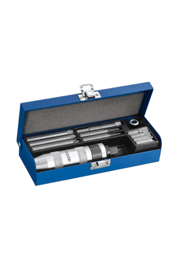 Facom impact screwdriver set with 12 pieces in a blue case, ideal for professional and DIY tasks.