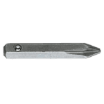 Close-up of a screw bit for Pozidriv screws, ED.0X2 size, made of durable metal for precision fastening.
