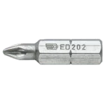 Close-up of a Facom ED.2 standard bits series 2 Pozidriv screwdriver bit in metallic finish.