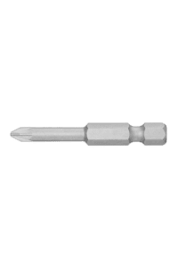 Close-up of a Pozidriv screwdriver bit, highlighting its precision tip and metallic finish for professional use.