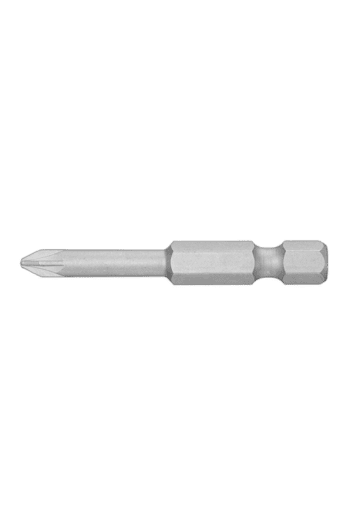 Close-up of a Pozidriv screwdriver bit, highlighting its precision tip and metallic finish for professional use.